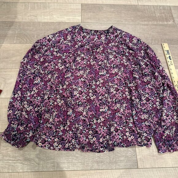 LANE BRYANT WOMENS SIZE 28 FLORAL SHEER LONG SLEEVE BLOUSE SHIRT - Picture 7 of 7